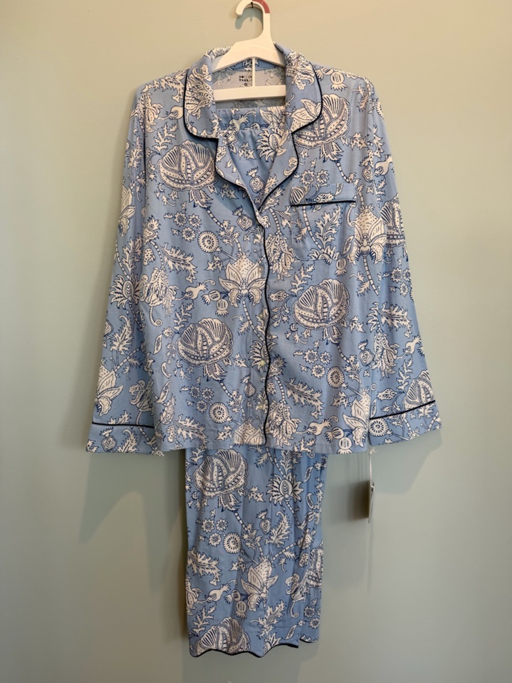 Roller Rabbit X Target Blue Floral vines Long sleeve pj top &Pants set Large NWT